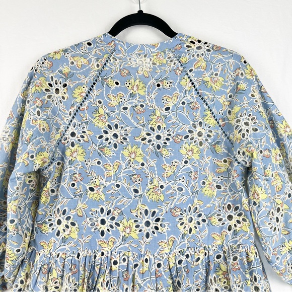 dRA Anthropologie Yara Blue Eyelet Floral Dress Sz S - Picture 11 of 16
